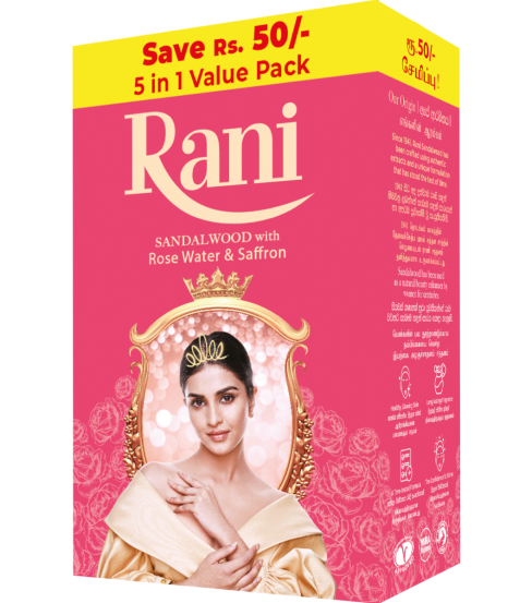rani sandalwood rose 5 in 1 economic soap pack